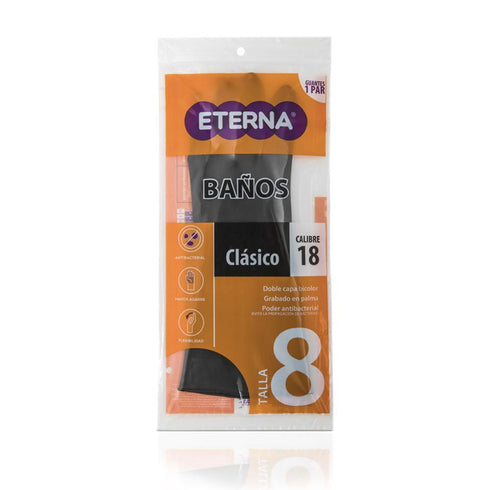 guante eterna negro 2u talla 8